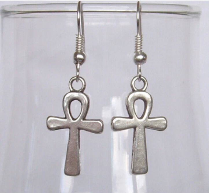 New Fashion 50Pair Vintage Style Cute Tibetan Silver Egyptian Ankh Cross Short Charm Drop Earrings Gift Jewelry Fast Shipping | Украшения и