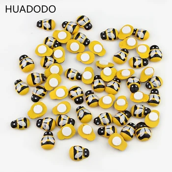 

HUADODO 100PCS/Lot Mini Bee Wooden Ladybug Sponge Self-adhesive Stickers Fridge wall Scrapbooking Home Decoration