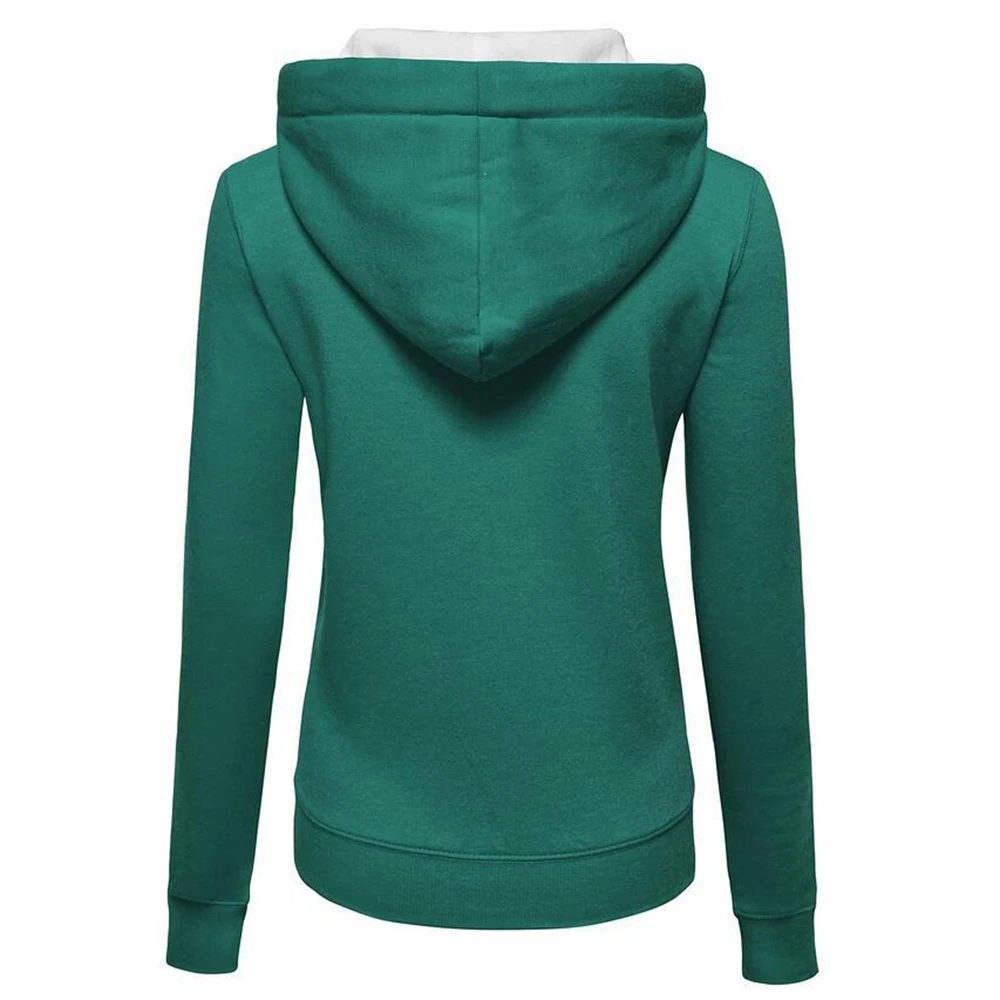 Women Sweatshirt Fashion Hooded Solid Drawstring Long Seeve Outwear Casual Zipper Female Gym Training Jackets Plus Size