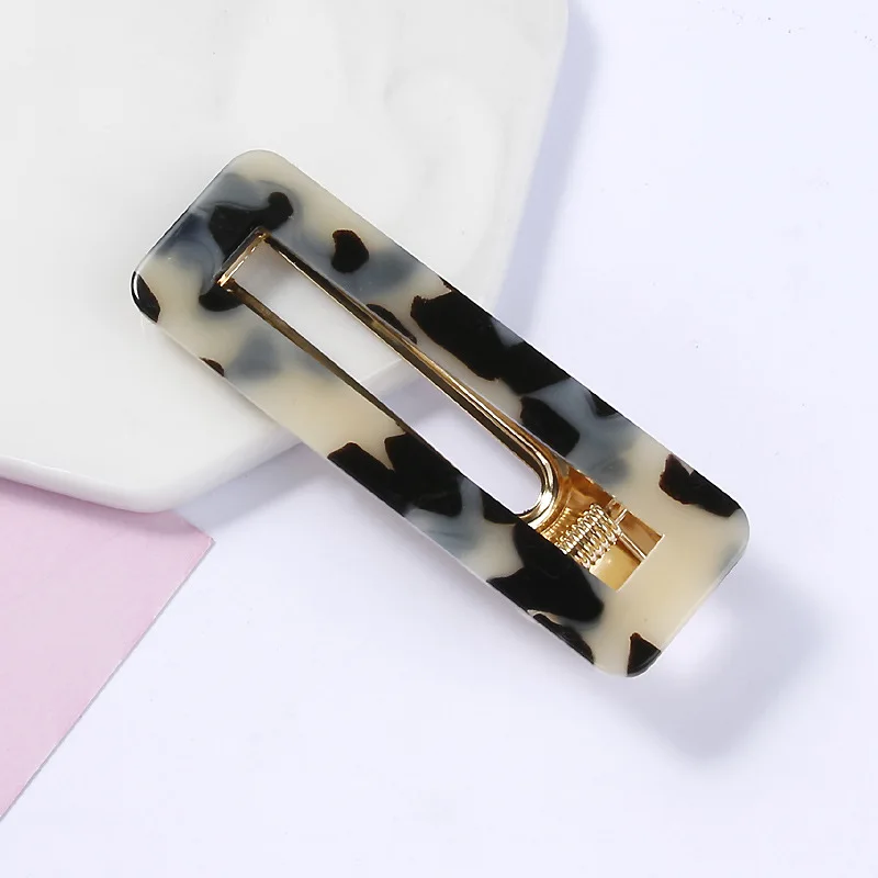 Tortoiseshell Hair Clip for Women Grils Geometric Acrylic Acetate Rectangle Headwear Hairpins Barrettes Hair Accessories - Цвет: HC0028GP