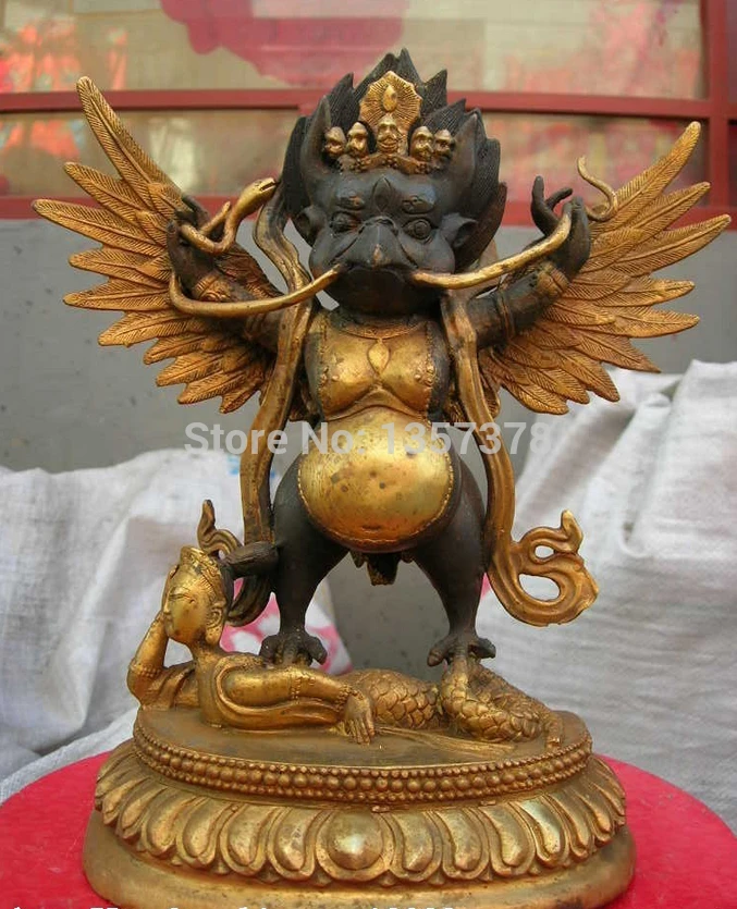 

shitou 00323 Tibet Buddhism Temple exquisite Copper Bronze Gild Garuda Bird God Buddha Statue