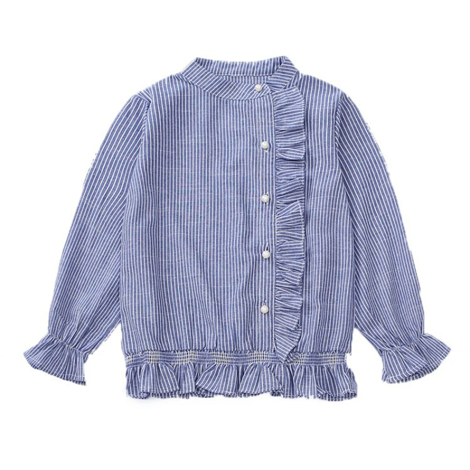 Abesay/Осенняя блузка для девочек; школьная блузка для девочек; рубашка в полоску с длинными рукавами для девочек-подростков; Весенняя детская одежда; От 4 до 12 лет