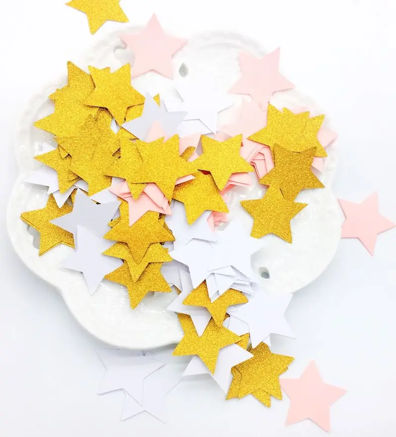 

100pcs Star Dots Heart Paper Confetti Birthday Gold Pink Silver Wedding Confetti Baby Shower Party Table Decoration