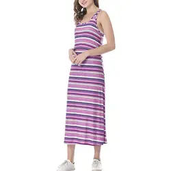 Платья для беременных без рукавов; топы в полоску с круглым вырезом; платье для кормящих детей; одежда для грудного вскармливания;