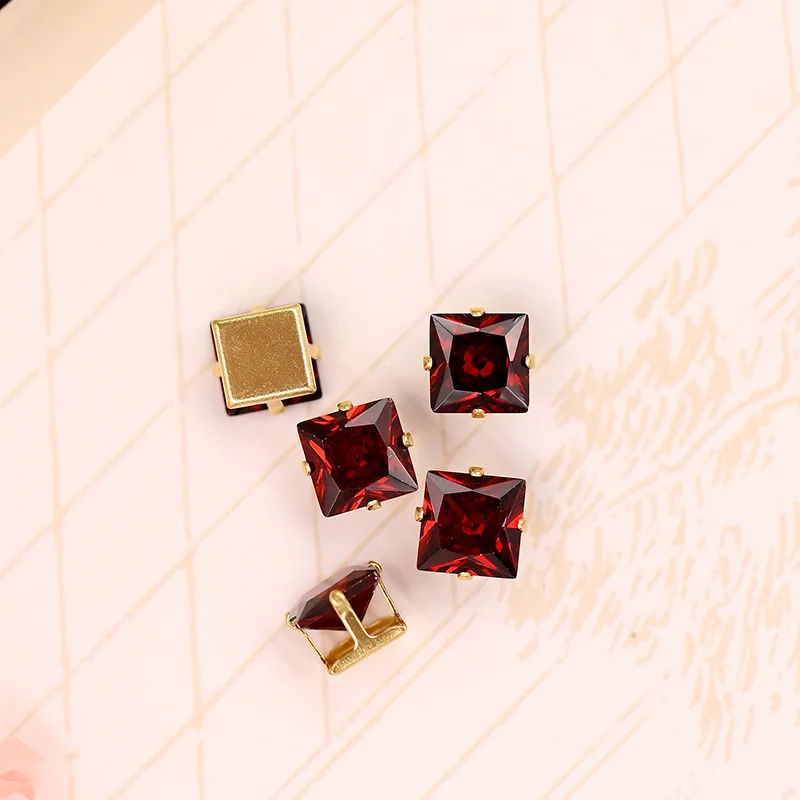 Многоцветный супер флэш в форме квадрата натуральный циркон, конкурентоспособные продукты пришить камни для diy/ювелирные аксессуары 8 мм 20шт - Цвет: Pomegranate red