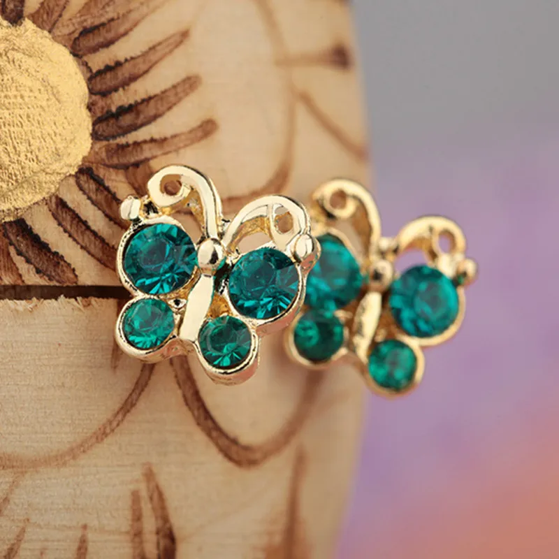 

Hot Trendy new arrival summer style green bowknot crystal stud earrings For Women Girls jewelry free shipping