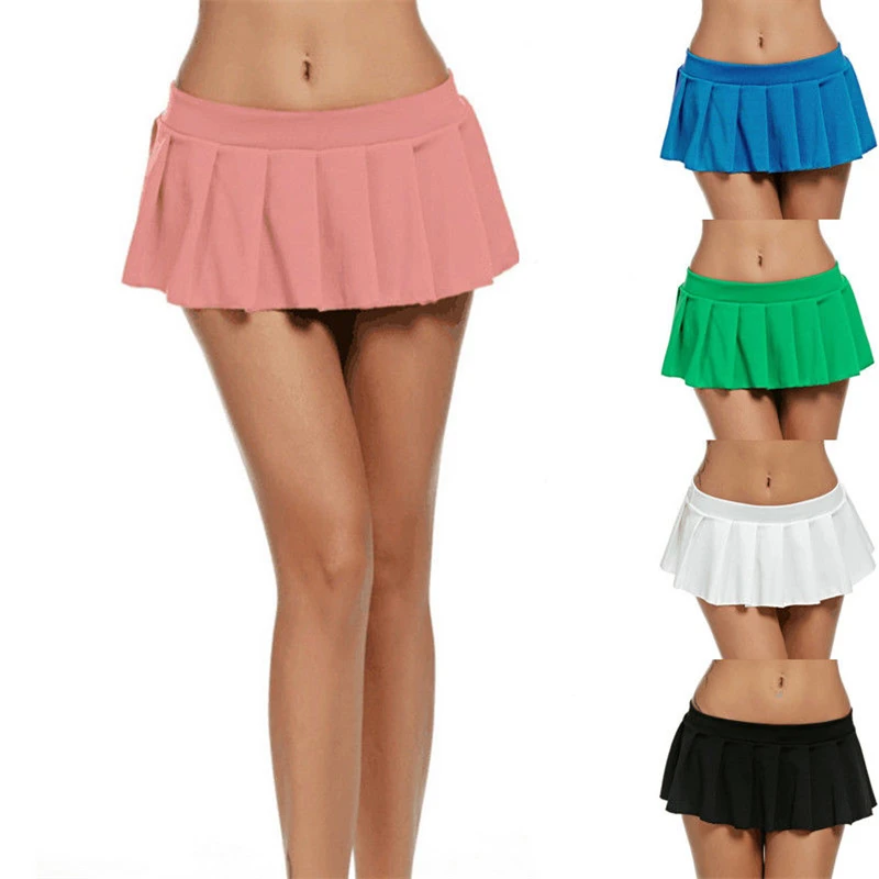 Новые Сексуальные женские однотонные плиссированные юбки, мини-юбка, летние простые свободные юбки с высокой талией, женские вечерние Клубные мини-юбки размера плюс