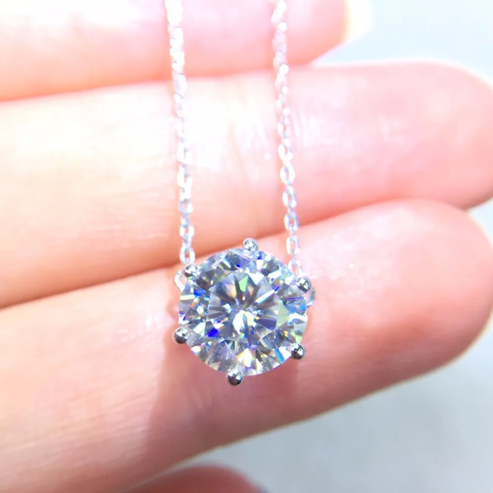 

On Sale Fine Jewelry Real 18K Gold AU750 G18K 2ct Moissanite Diamond Pendant Gemstone Necklaces for Women