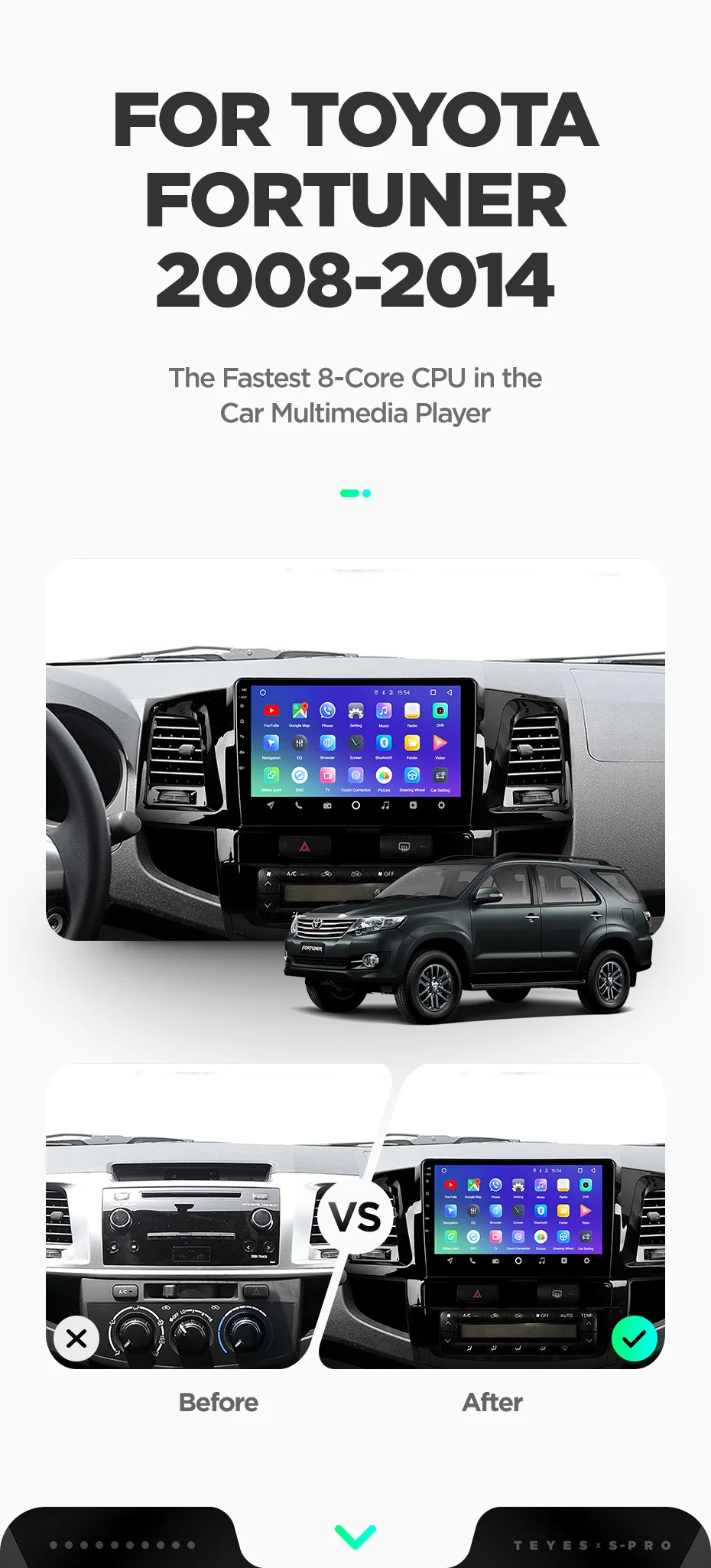 Cheap TEYES SPRO For Toyota Fortuner 2008-2014 Car Radio Multimedia Video Player Navigation GPS Android 8.1 Accessories Sedan No dvd 2 4