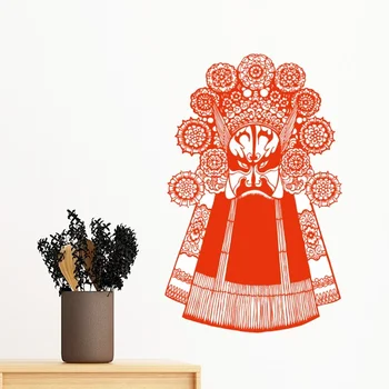 

Peking Beijing Opera Facial Mask Red Lianyingzhai Paper-cut Art Chinese Traditional Culture Wall Sticker Art Decals Wallpaper