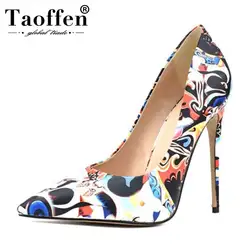TAOFFEN/женские пикантные весенние туфли-лодочки, офисные женские свадебные вечерние туфли на высоком каблуке, женская обувь с острым носком
