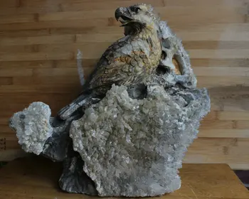 

22.44kg Huge Natural Clear Quartz Crystal Cluster Points Hawk Carved By Hands ,Mineral Specimens,Free Shipping CDHC