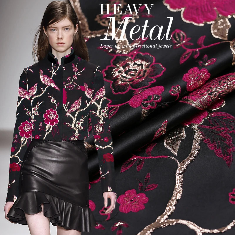

French fashion jacquard brocade fabric crisp fashion dress brocade satin fabric wide gold jacquard fabric wholesale cloth