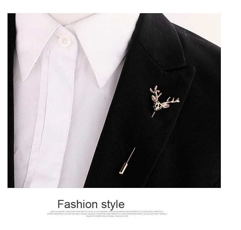 Korean version of retro personality deer head alloy men's brooch corsage female wild creative big pin with jewelry shawl buckle