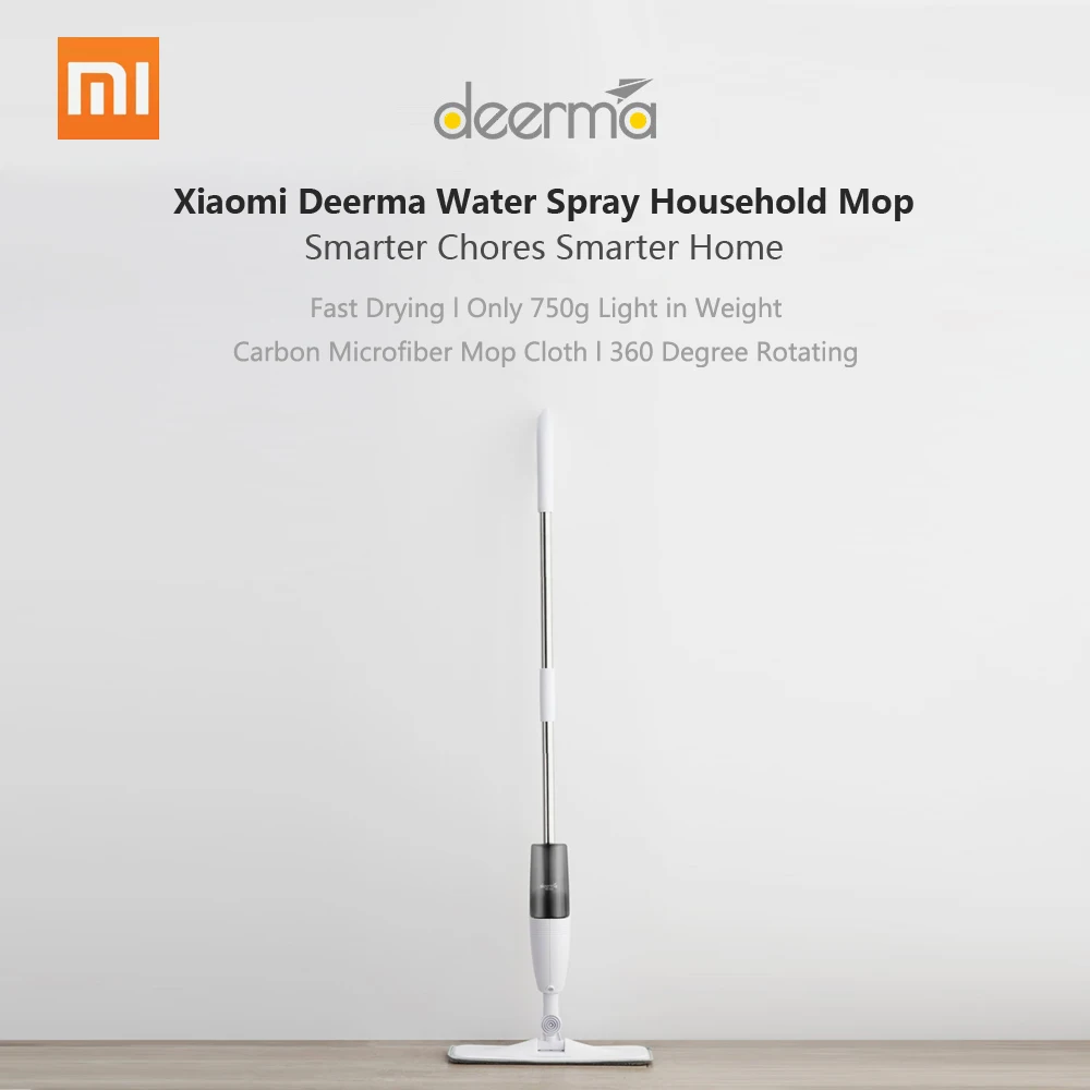 Xiaomi Mijia Deerma распылитель воды очиститель пола Швабра уборочная машина Смарт углеродное волокно пыли швабры 360 Вращающийся стержень 350 мл бак восковая Швабра