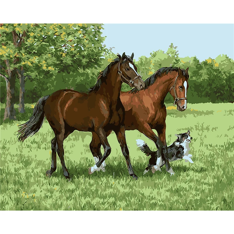 

Two Horses.40x50cm,Painting By Numbers,DIY,wall Art,Living Room Decoration,Scenery,Figure,Animal,Flower,Cartoon