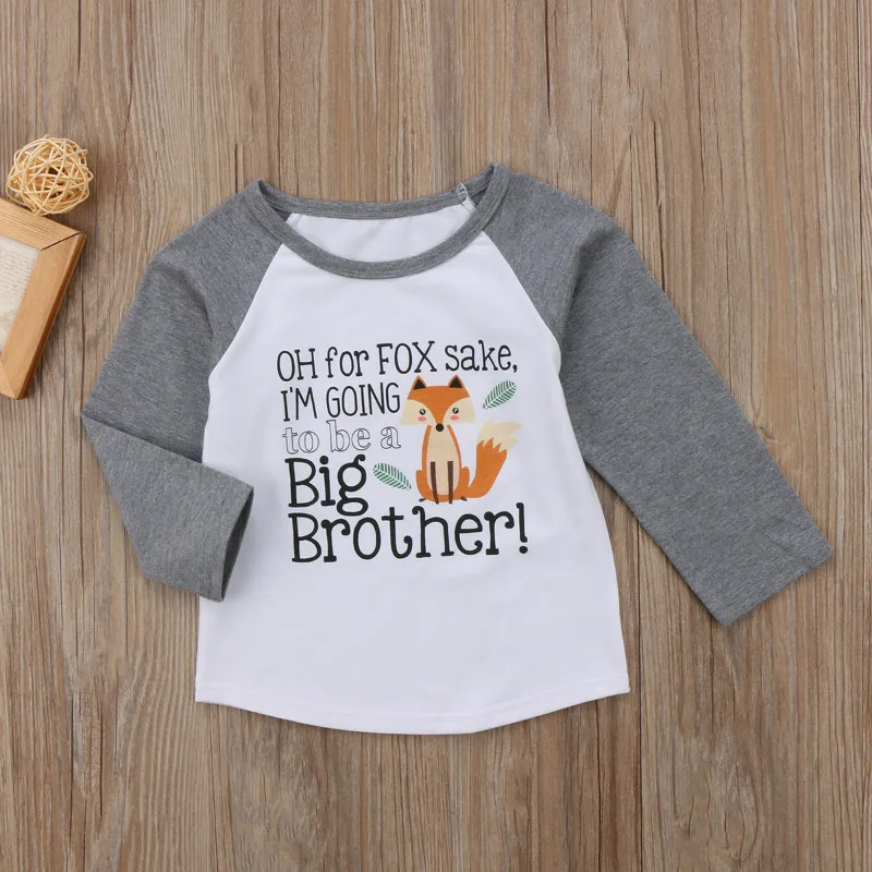 Pudcoco/милые футболки с принтом лисы для маленьких мальчиков, футболки с длинными рукавами на весну-осень для маленьких мальчиков, футболки, одежда
