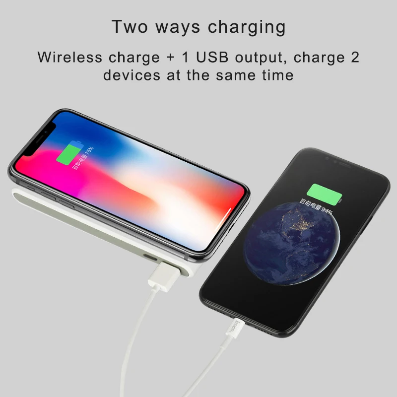 HOCO Qi Wireless Charger Power Bank for iPhone X 8 Plus Samsung S8 Xiaomi Wireless Charging Portable External Battery Powerbank