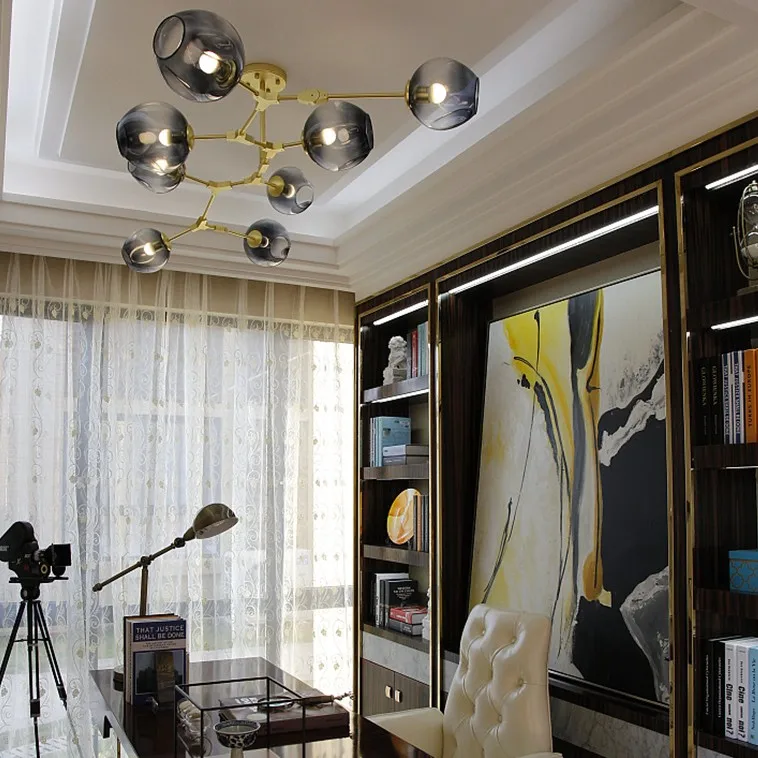 Современные молекулы подвесной светильник люстра блеск led hanglamp черный чердак