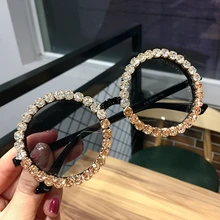 2019 Round Sunglasses Women Vintage Black Crystal Mix Rhinestone Sun Glasses for Kids Small Sun glasses  Oculos de sol UV400