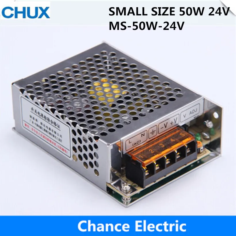 

50W Switching Power Supply 24V Small Volume for LED Strip light AC to DC (MS-50W-24V) Single Output 2.1A Power Suppyliers