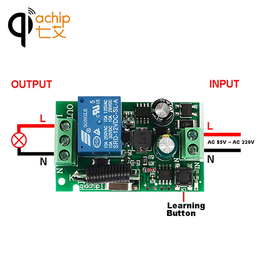 QIACHIP 433 мГц AC 220 В 1CH Беспроводной удаленного Управление реле приемника и RF Sticky 86