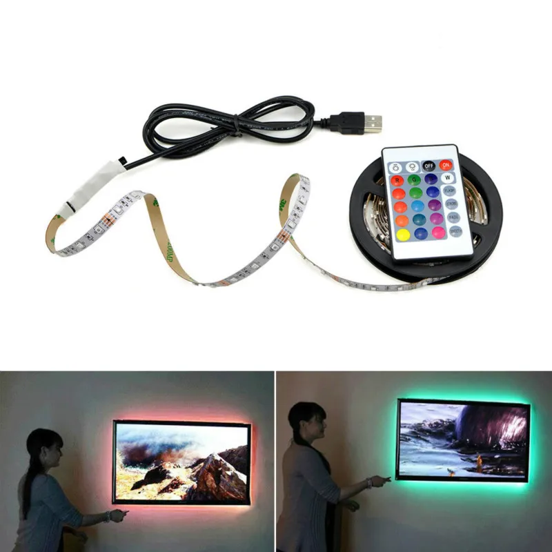 

USB LED Strip lamp 2835SMD DC5V Flexible LED light Tape Ribbon 1M 2M 3M 4M 5M HDTV TV Desktop Screen Background Bias lighting