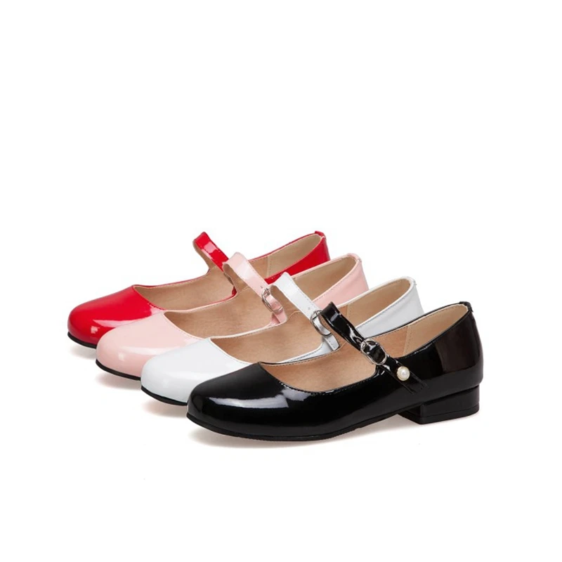 ASILETO/Балетки на плоской подошве; женские кожаные туфли Mary Jane с пряжкой; школьная обувь на плоской подошве для девочек; балетки на плоской подошве; цвет белый, черный; большой размер 43