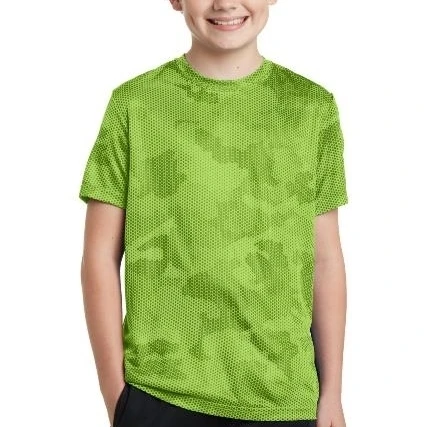 Sport-Tek YST370 Youth CamoHex Tee Lime Shock - Small (1)