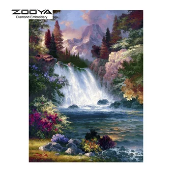 

ZOOYA Diamond Embroidery 5D DIY Diamond Painting Forest Waterfall Diamond Painting Cross Stitch Rhinestone Decoration CJ525