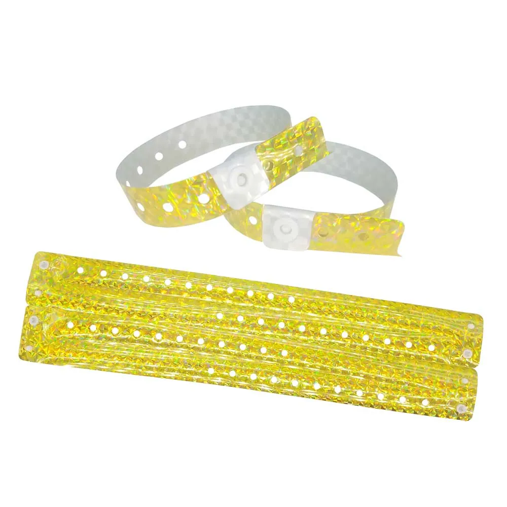 100pcs YELLOW color holographic wristband/bracelet,event wristbands for