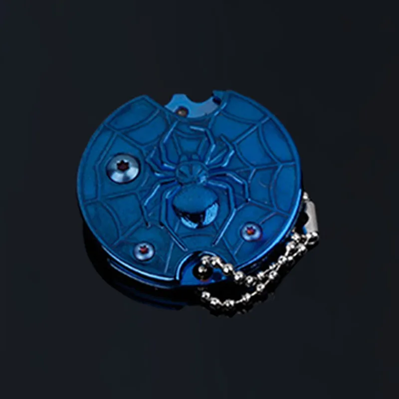 Брелок с подвесным брелком для ключей для выживания на открытом воздухе для самозащиты мини складной Монетный Нож EDC инструмент для переноски маленький карманный нож - Цвет: Синий