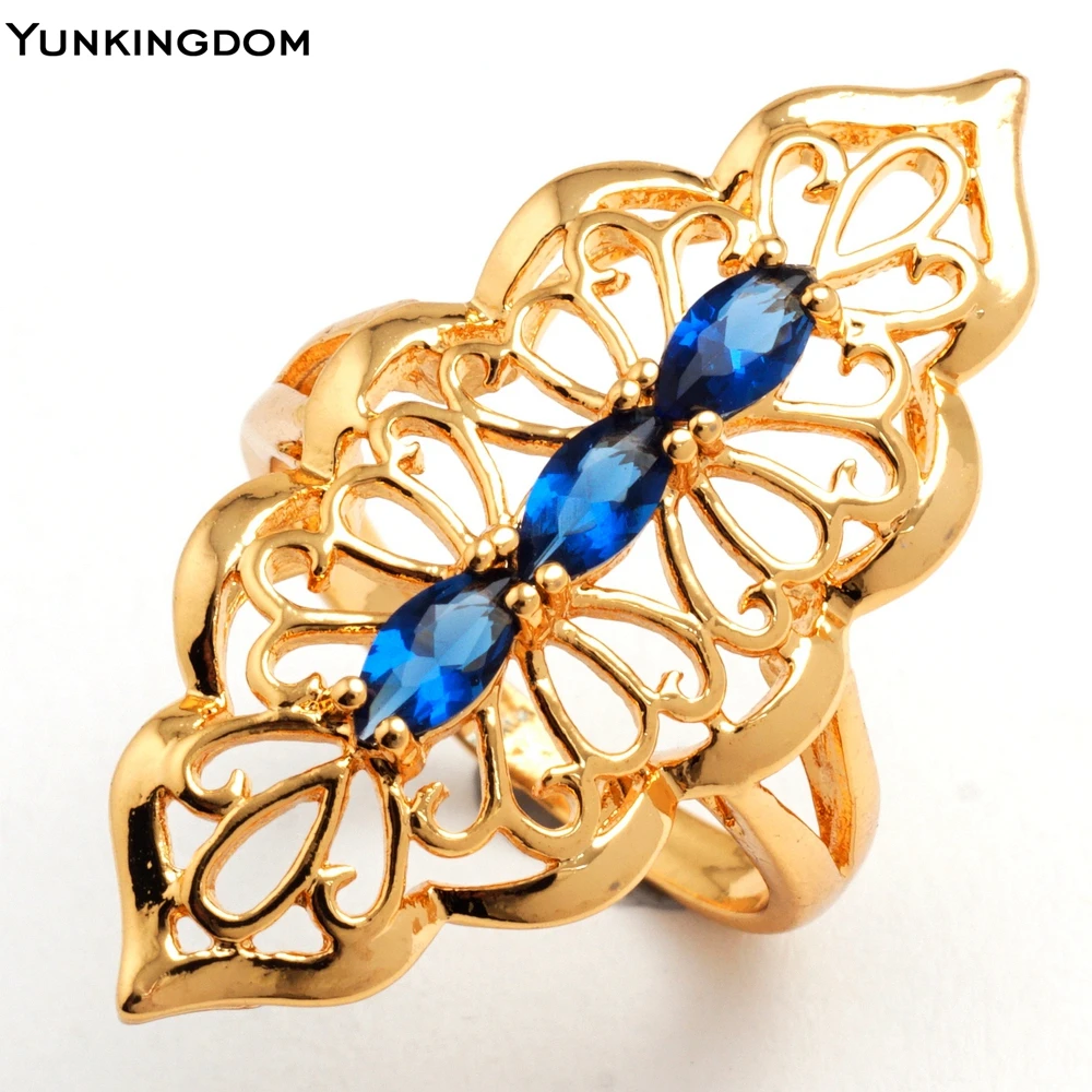 Yunkingdom новые прибытия vintage кольца для женщин 18 К позолоченные простой уличный