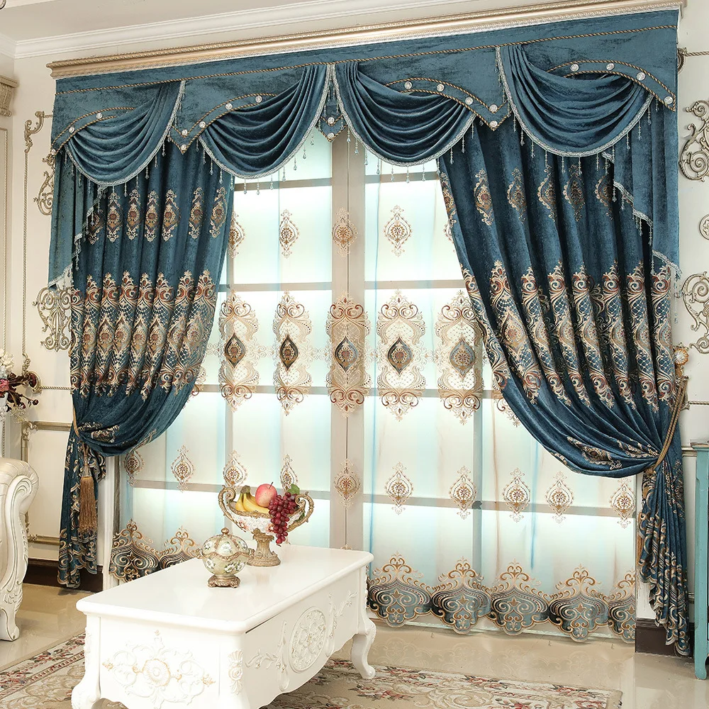 Hot-Sales-New-Pastoral-Chenille-Thick-Blackout-Curtains-Window-For-living-Room-Bedroom-Kitchen-Tulle-Curtains