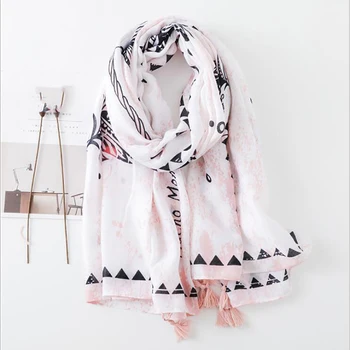 

New Elegant Prints With Tassel Fashion Scarf Shawls For Women Girl Summer Autumn Wraps Scarves Beach Lady Shawl For Women