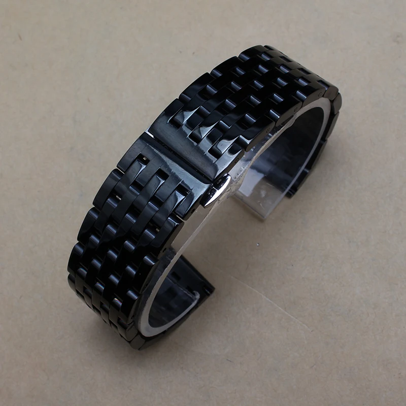 20mm 22mm New arrival Watchband Polished High Quality Black Stainless