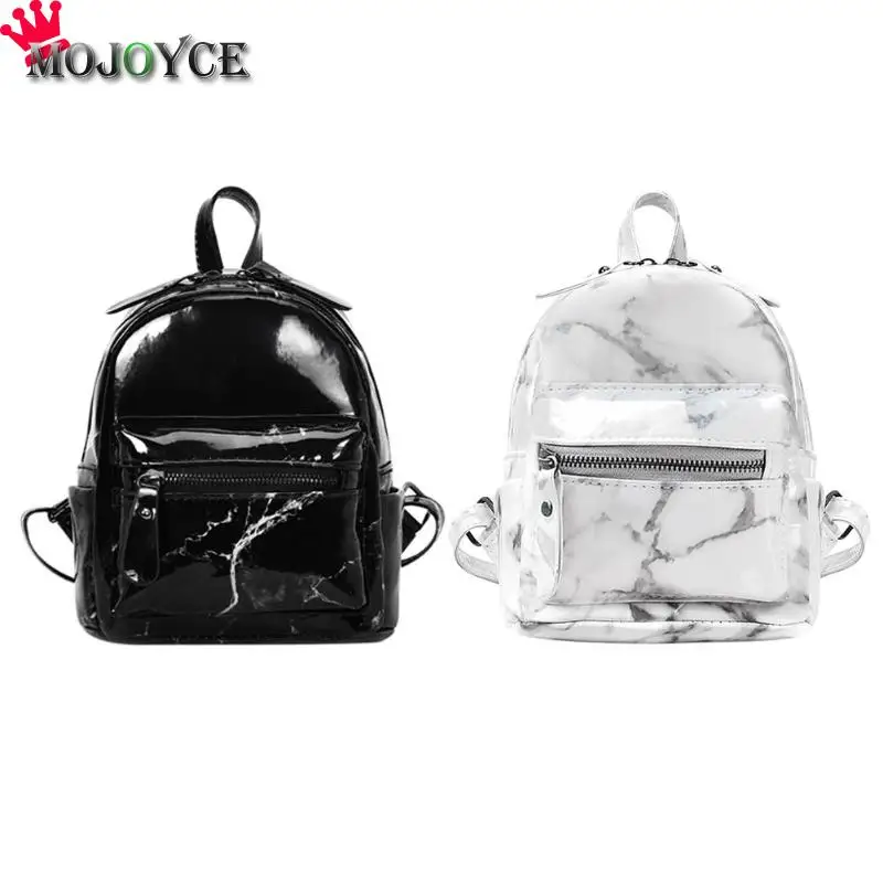 

Women PU Leather Backpacks Marble Pattern Small Backpack For Teenager Girls Studengts Black White 2018 Female Small Backpack