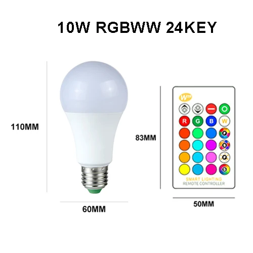 Светодиодный светильник E27 RGB светодиодный светильник E27 15 Вт 10 Вт 5 Вт RGBW с регулируемой яркостью светодиодный умный светильник для украшения дома праздника с пультом дистанционного управления - Испускаемый цвет: E27 RGBWW 10W A60