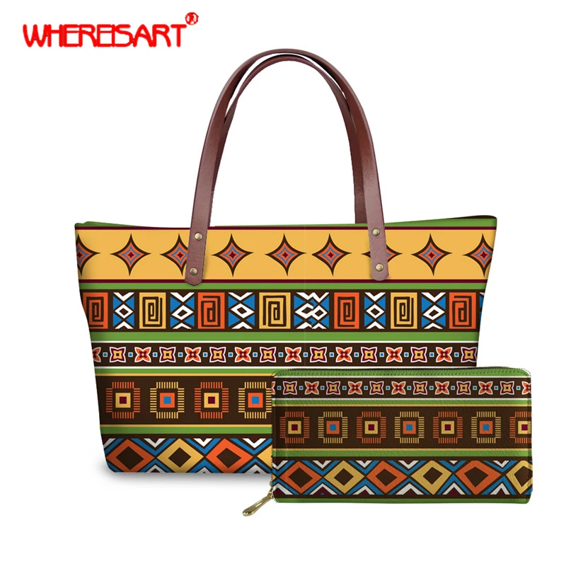 

WHEREISART African Print Bags Traditional Women Large Tote Bags Fashion Female Handbags Brand Designer Shopping Shoulder Bags