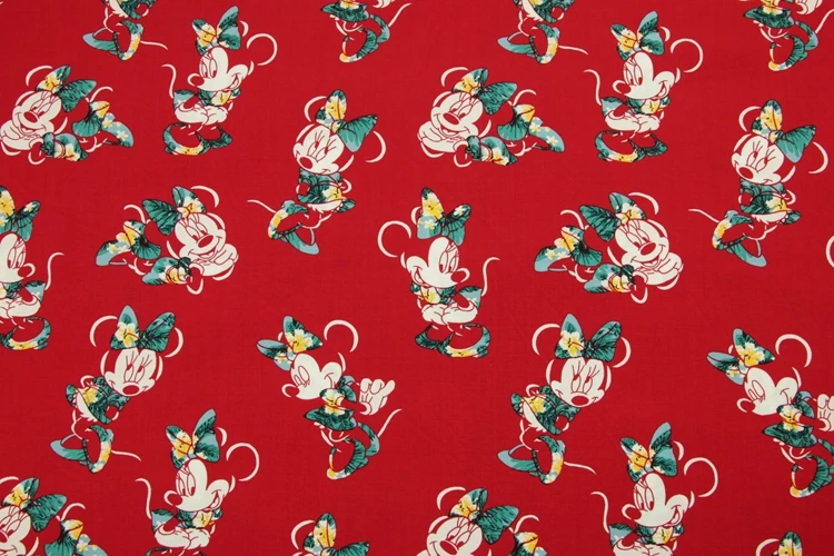 50*140 см красный Минни поплин Хлопок Ткань для шитья и рукоделия материал ручной работы Hometextile Лоскутная юбка для девочек Рубашка