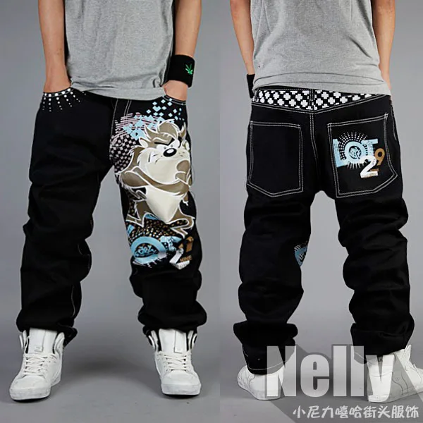 Hiphop hiphop street cartoon print dark color department of lot29 denim ...