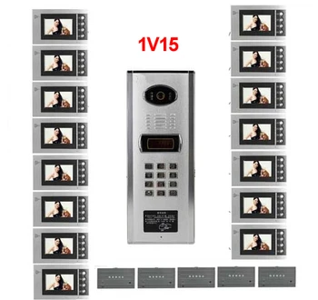 

Top quality Building Home security Video Intercom System 4.3"LCD Video Door Phone IR Video Doorbell For15-Apartments ID&Password