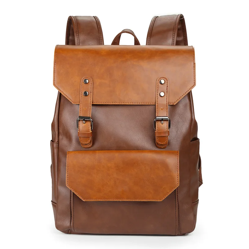 Роскошный брендовый мужской рюкзак Crazy Horse, кожаный винтажный рюкзак, повседневная школьная сумка для книг, мужской рюкзак для ноутбука, рюкзак для путешествий - Цвет: Хаки
