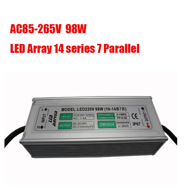 Водонепроницаемый светодиодный драйвер AC85-265V 98 Вт 14 Серия 7 с параллельным