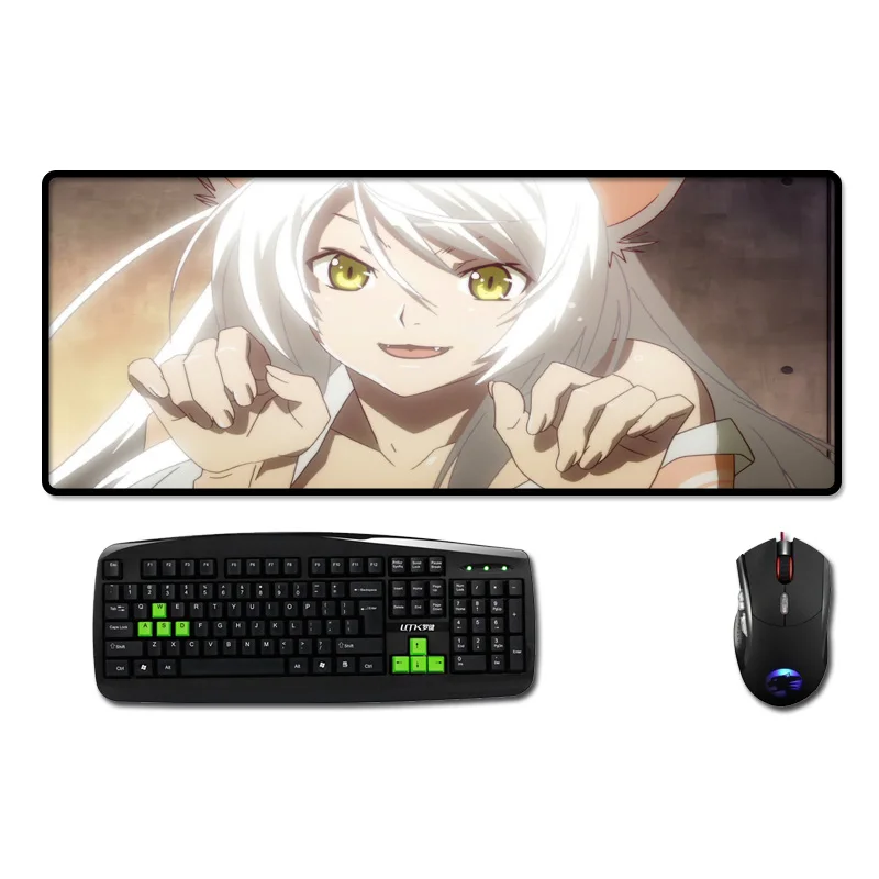 

Mairuige Anime Mousepad Monogatari Neko Tsubasa Monster Cute Girl Big Table Mats Pc Game Pad Anti-skid Wear Soft Desk Mats