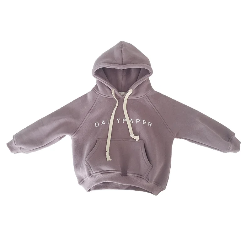 

WLG boys girls winter velvet hoodies kids letter embroidery thick hoodie baby causal warm clothes children 1-6 years