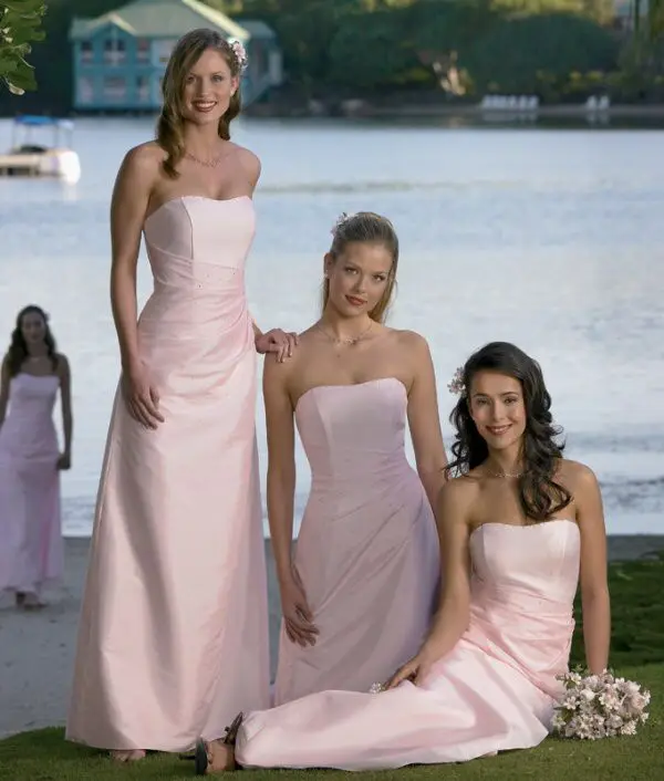 

custom Simple new Fashion hot sexy strapless a-line piank satin cheap long Bridesmaid Dresses 2016 vestido longo casamento