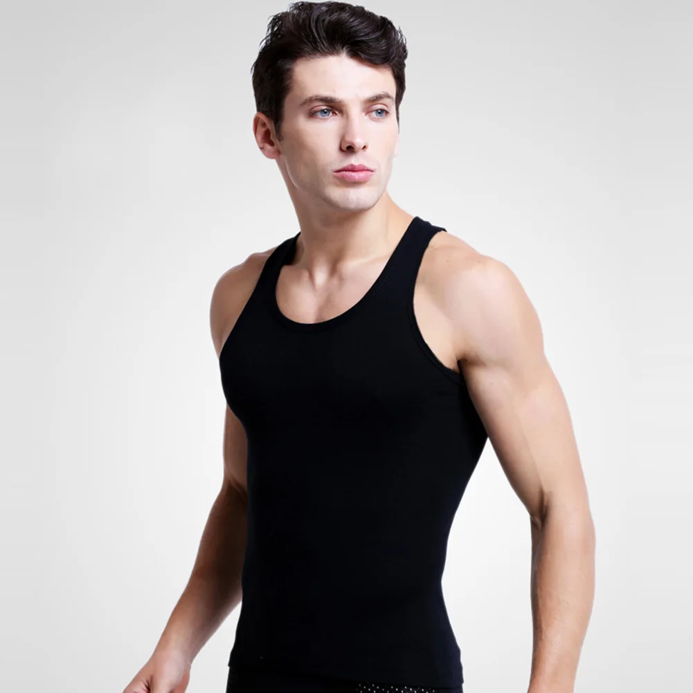 Hot Sale Men Pure Color Tank Tee Shirt Cotton Knitting Vest Sexy ...