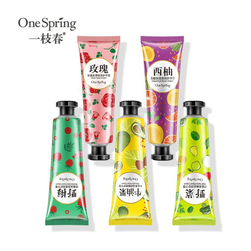 

One Spring Plants Hand Cream Set 5pcs Moisturizing Hand Cream Nourishing Anti Chapping Oil Control Hand Care