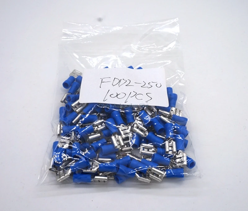 

FDD2-250 Female Insulated Electrical Crimp Terminal for 1.5-2.5mm2 Connectors Cable Wire Connector 100PCS/Pack FDD2.5-250 FDD